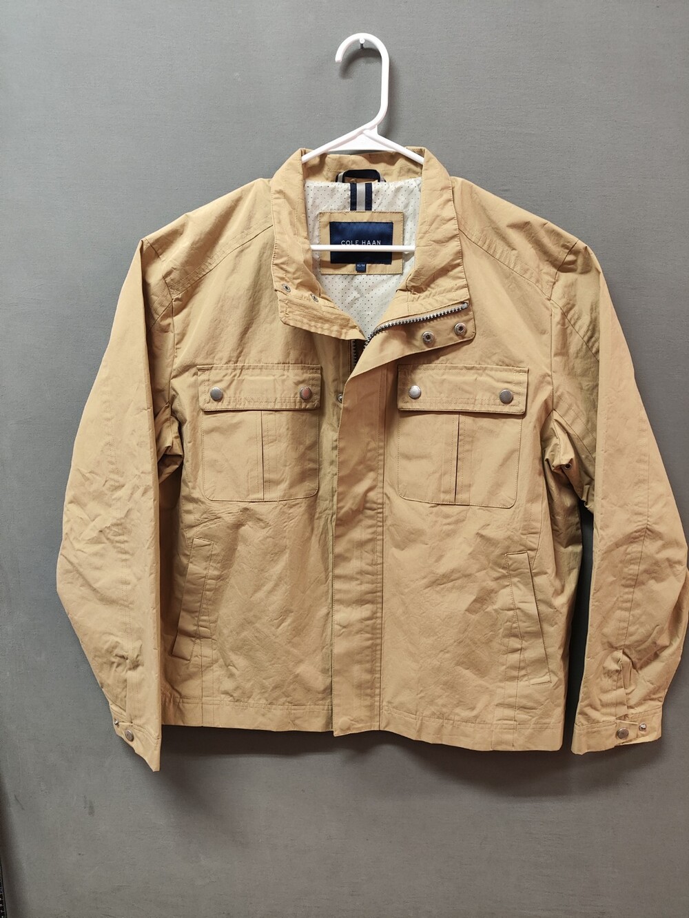 Cole Haan Men's Military Oxford Jacket with Hidden Hood Size XL